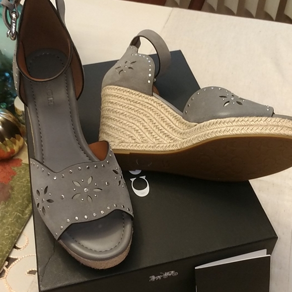 COACH Wedge Suede Sandals - Picture 3 of 8